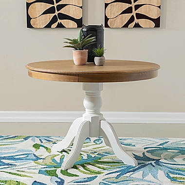 Finch Pedestal Table in Natural/White. View a larger version of this product image.