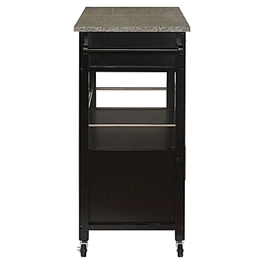 Cameron Kitchen Cart with Granite Top in Black. View a larger version of this product image.