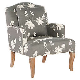 Floral Linen Arm Chair in Grey Wash