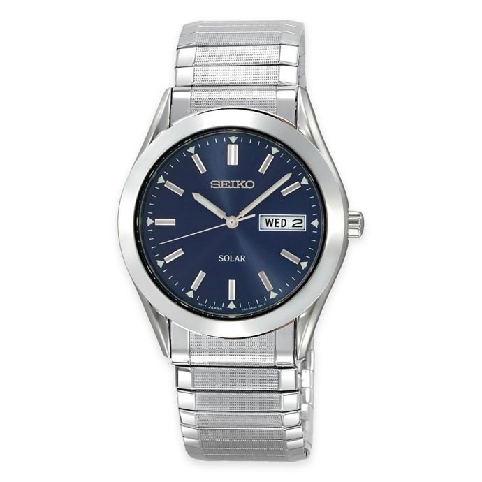seiko men's beige nylon strap solar dress watch