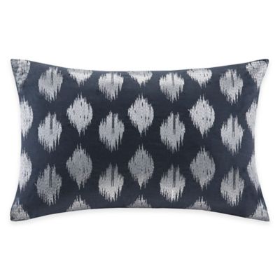 INK+IVY Nadia Dot Embroidered Oblong Throw Pillow in Navy