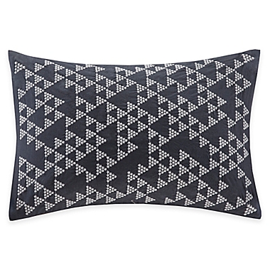 INK+IVY Thea Embroidered Oblong Throw Pillow in Navy. View a larger version of this product image.