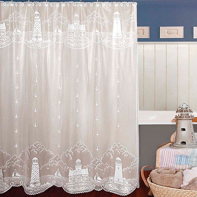 Heritage Lace Lighthouse Shower, Lace Shower Curtain With Valance