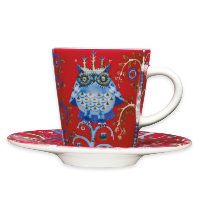 Iittala Taika Espresso Cup and Saucer Set in Red (Set of 4 ...