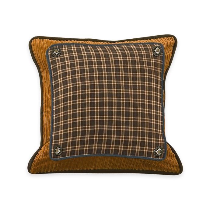 Hiend Accents Ocala Plaid Corduroy Denim Square Throw Pillow In