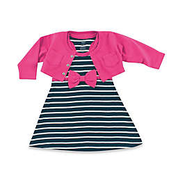 Baby Vision Hudson Baby Size 12-18M Cropped Cardigan with Racerback Dress 2-Piece Set in Black/Pink
