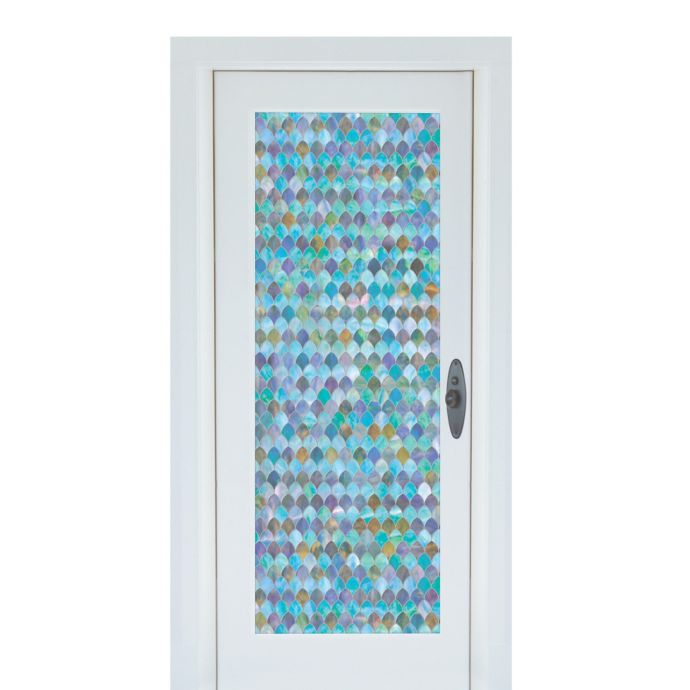 Peacock Premium Static Cling Glass Door Film In Blue Green