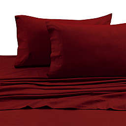 Tribeca Living 170 GSM Solid Flannel Deep Pocket Twin Sheet Set in Deep Red
