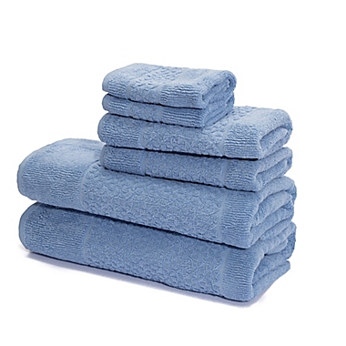 Mei-tal Turkish Cotton Jacquard 6-Piece Bath Towel Set in Blue. View a larger version of this product image.