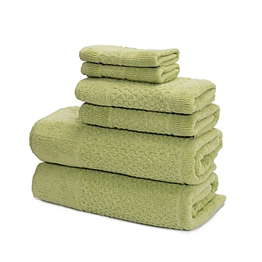 Mei-tal Turkish Cotton Jacquard 6-Piece Bath Towel Set in Green. View a larger version of this product image.