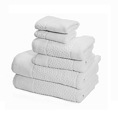 Mei-tal Turkish Cotton Jacquard 6-Piece Bath Towel Set in White. View a larger version of this product image.