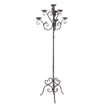 Ridge Road D&eacute;cor 7-Light Scroll Iron Floor Candelabra in Brown. View a larger version of this product image.