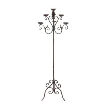 Ridge Road D&eacute;cor 7-Light Scroll Iron Floor Candelabra in Brown. View a larger version of this product image.
