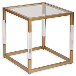 Ridge Road Décor Uma Iron and Glass Side Table in Gold