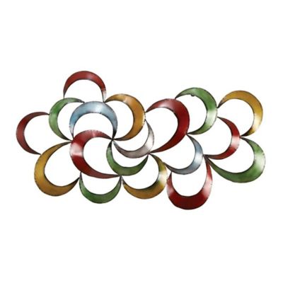 Ridge Road Decor Multi-Colored Abstract 35-Inch x 17-Inch Metal Wall Sculpture