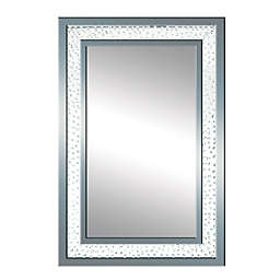 Ridge Road Decor Glam 47.3-Inch x 31.5-Inch Rectangular Wooden Wall Mirror with Glass Jewels in Blue