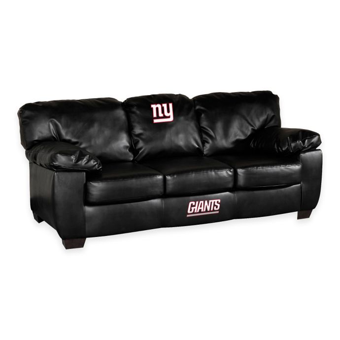 Nfl New York Giants Black Bonded Leather Classic Sofa Bed Bath