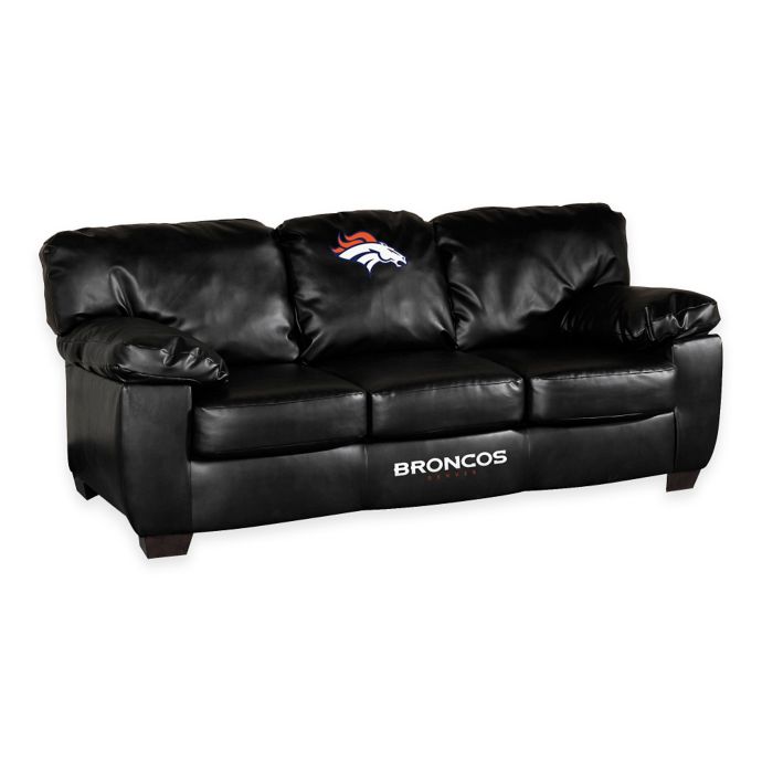 Nfl Denver Broncos Black Bonded Leather Classic Sofa Bed Bath
