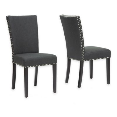 Fortnum Linen Tufted Nailhead Parsons, Nailhead Dining Chairs With Arms
