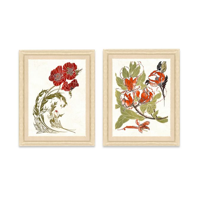 Framed Giclee Stylized Red Flower Print Wall Art | Bed ...