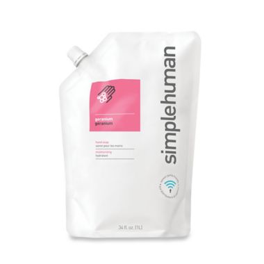 simplehuman&reg; Moisturizing Liquid Hand Soap 34 oz. Refill Pouch in Geranium. View a larger version of this product image.