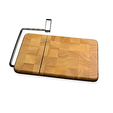 New Natural and Brown Wooden Butcher Block Cheese Slicer With Steel Cutting Wire 