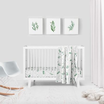 Goumi&reg; Organic Cotton Botanical 3-Piece Crib Bedding Set in Green/White