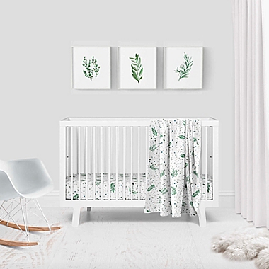 Goumi&reg; Organic Cotton Botanical 3-Piece Crib Bedding Set in Green/White. View a larger version of this product image.