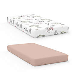 goumi® Organic Cotton Abstract Floral Fitted Crib Sheets in Pink/White (Set of 2)