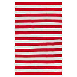Fab Habitat Nantucket Stripe 4&#39; x 6&#39; Indoor/Outdoor Area Rug in Red/White