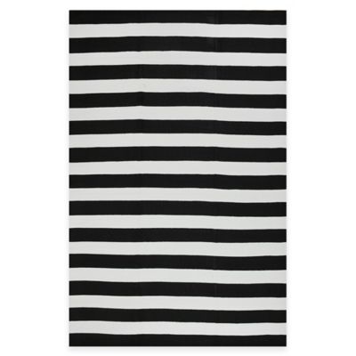 Fab Habitat Nantucket Stripe 5&#39; x 8&#39; Indoor/Outdoor Area Rug in Black/White
