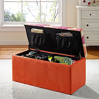 Tree House Lane Upholstered Toy Chest in Orange Dreamer. View a larger version of this product image.