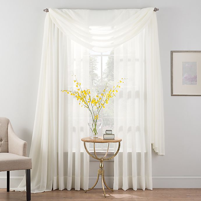 Alternate image 1 for Smart Sheer™ Insulated Crushed Voile Sheer Window Curtain Panel and Valance