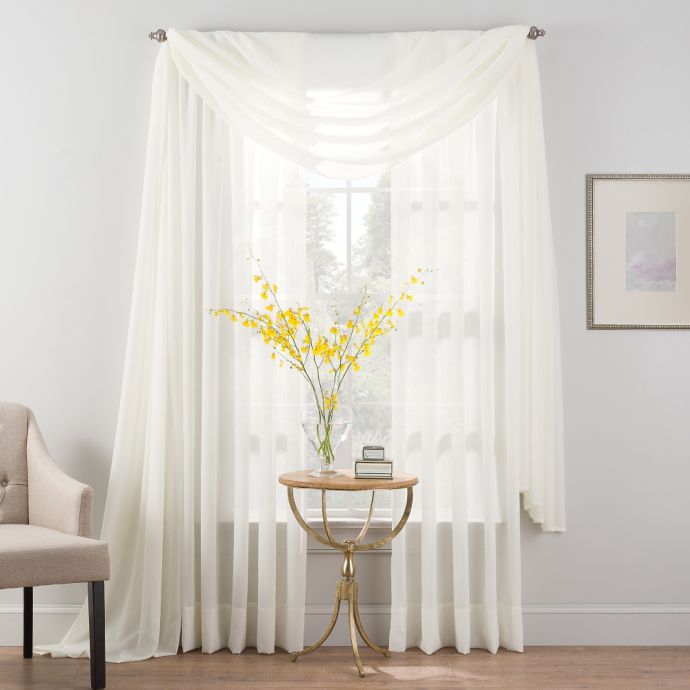Luxury voile valance Smart Sheer Insulated Crushed Voile Window Curtain Panel And Valance Bed Bath Beyond