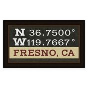 Fresno, California Coordinates 16-Inch x 28-Inch Framed Wall Art