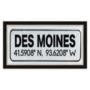 Des Moines Coordinates 16-Inch x 28-Inch Framed Giclée Print