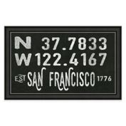 San Francisco, California Coordinates 16-Inch x 28-Inch Framed Wall Art