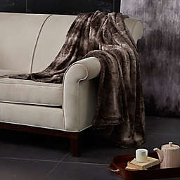 Madison Park Zuri Oversized Reversible Faux-Fur Throw in Chocolate