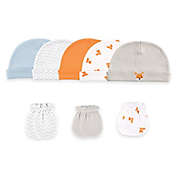 Baby Vision&reg; Luvable Friends&reg; Size 0-6M 8-Piece Cap & Mitten Set in Orange/Taupe/Fox