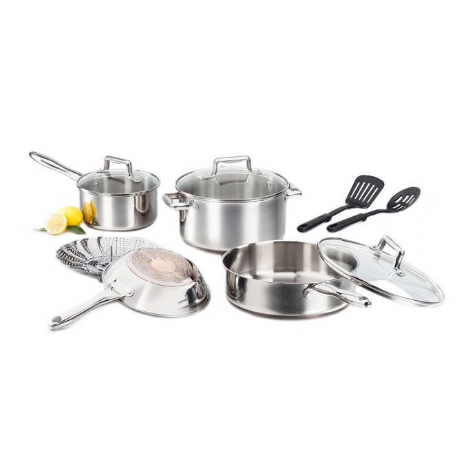 TFal® Performance Stainless Steel Copper Bottom 10Piece Cookware Set