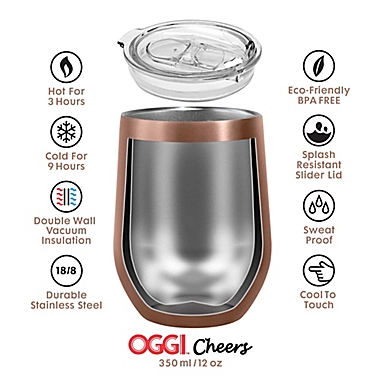 Oggi&trade; Cheers&trade; Stainless Steel Wine Tumbler with Clear Lid in Red. View a larger version of this product image.