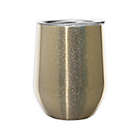 Alternate image 0 for Oggi&trade; Cheers&trade; Stainless Steel Wine Tumbler with Clear Lid in Gold Sparkle