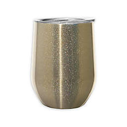 Oggi™ Cheers™ Stainless Steel Wine Tumbler with Clear Lid in Gold Sparkle