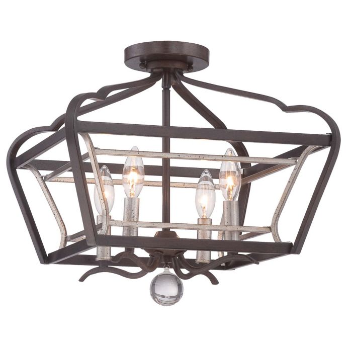 Minka Lavery Astrapia 4 Light Semi Flush Mount Fixture In Dark Rubbed Sienna Aged Silver