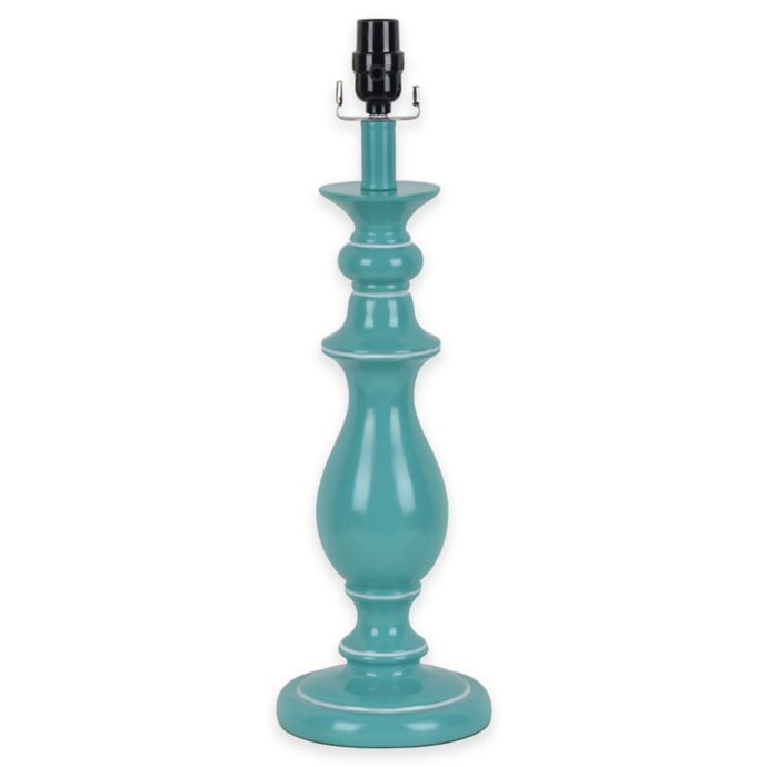 Mix & Match Small Candlestick Lamp Base in Striped Teal Bed Bath & Beyond