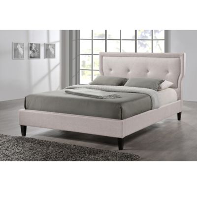 Baxton Studio Marquesa Linen Upholstered Platform Bed | Bed Bath & Beyond