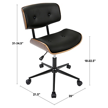 LumiSource&reg; Lombardi Office Chair in Walnut/Black. View a larger version of this product image.