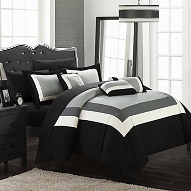 Chic Home Dylan 10-Piece Queen Comforter Set in Black. View a larger version of this product image.