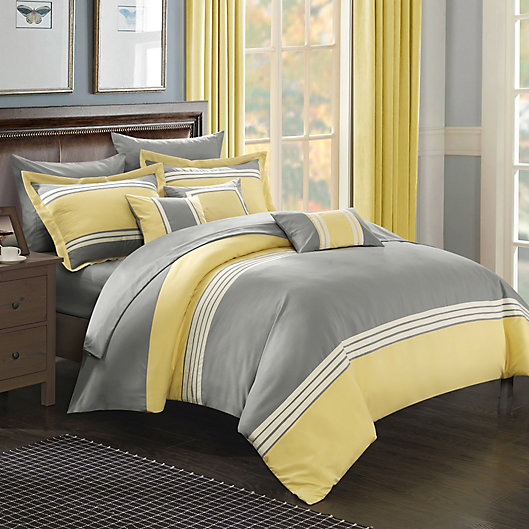 Alternate image 1 for Chic Home Karsa 10-Piece Queen Comforter Set in Yellow
