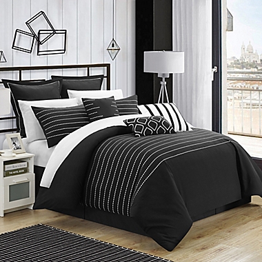 Chic Home Cranston 9-Piece Queen Comforter Set in Black. View a larger version of this product image.